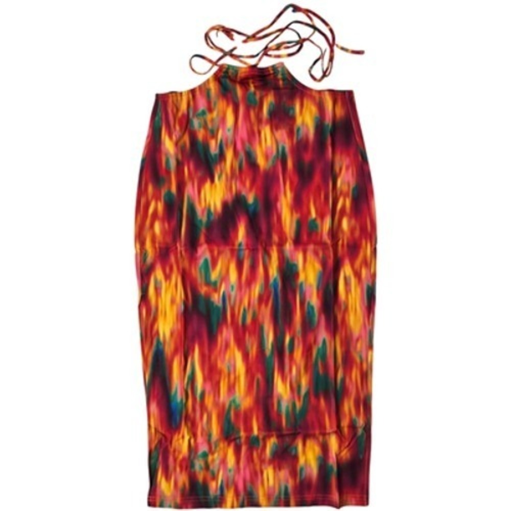 WeWoreWhat Cut Out Midi Skirt in Fire Tie Dye Spicy Orange L NWT